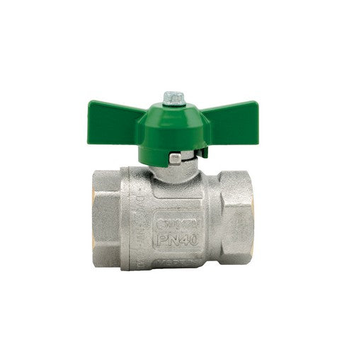 VALVOLA A SFERA IDEAL DVGW FF PASSAGGIO TOTALE CON FARFALLA Misura: 3/4" (DN 20) 40 bar / 580 psi