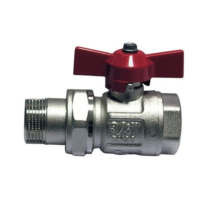 VALVOLA A SFERA MF CON BOCCHETTONE E FARFALLA LEVA ROSSA Misura: 3/4" (DN 20) 40 bar / 580 psi