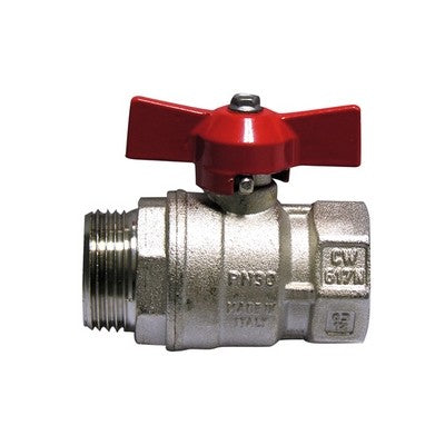 VALVOLA A SFERA MF CON FARFALLA LEVA ROSSA Misura: 1/2" (DN 15) 30 bar / 435 psi
