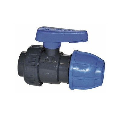 VALVOLA A SFERA MONOGHIERA IN PVC CON FIL. F/ GIUNTO A COMPRESSIONE Misura: 1/2" x 20