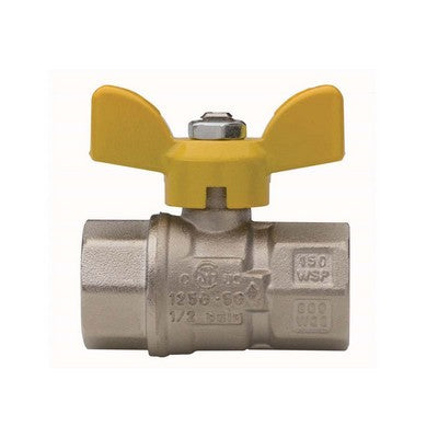 VALVOLA A SFERA PER GAS A PASSAGGIO TOTALE FIL FF CON FARFALLA Misura: 3/4" DN 20