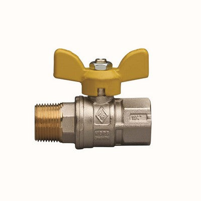 VALVOLA A SFERA PER GAS A PASSAGGIO TOTALE FIL. MF CON FARFALLA Misura: 3/4" DN 20
