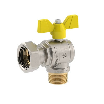VALVOLA A SFERA PER GAS A SQUADRA MASCHIO DADO GIREVOLE Misura: 1/2M x 3/4D DN 15