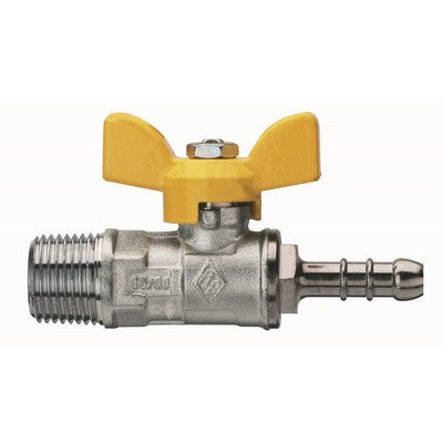 VALVOLA A SFERA PER GAS FIL. M CON PORTAGOMMA E FARFALLA IN ALLUMINIO Misura: 3/8" x 13 DN 10