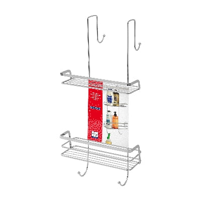 MENSOLA RETTANGOLARE 2 RIPIANI  CON GANCIO DOCCIA                     