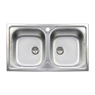 LAVELLO INCASSO ACCIAIO INOX 2 VASCHE CM 86                           