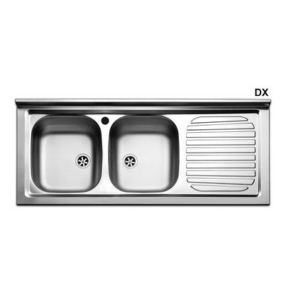 LAVELLO APPOGGIO IN ACCIAIO INOX CON 2 VASCHETTE 