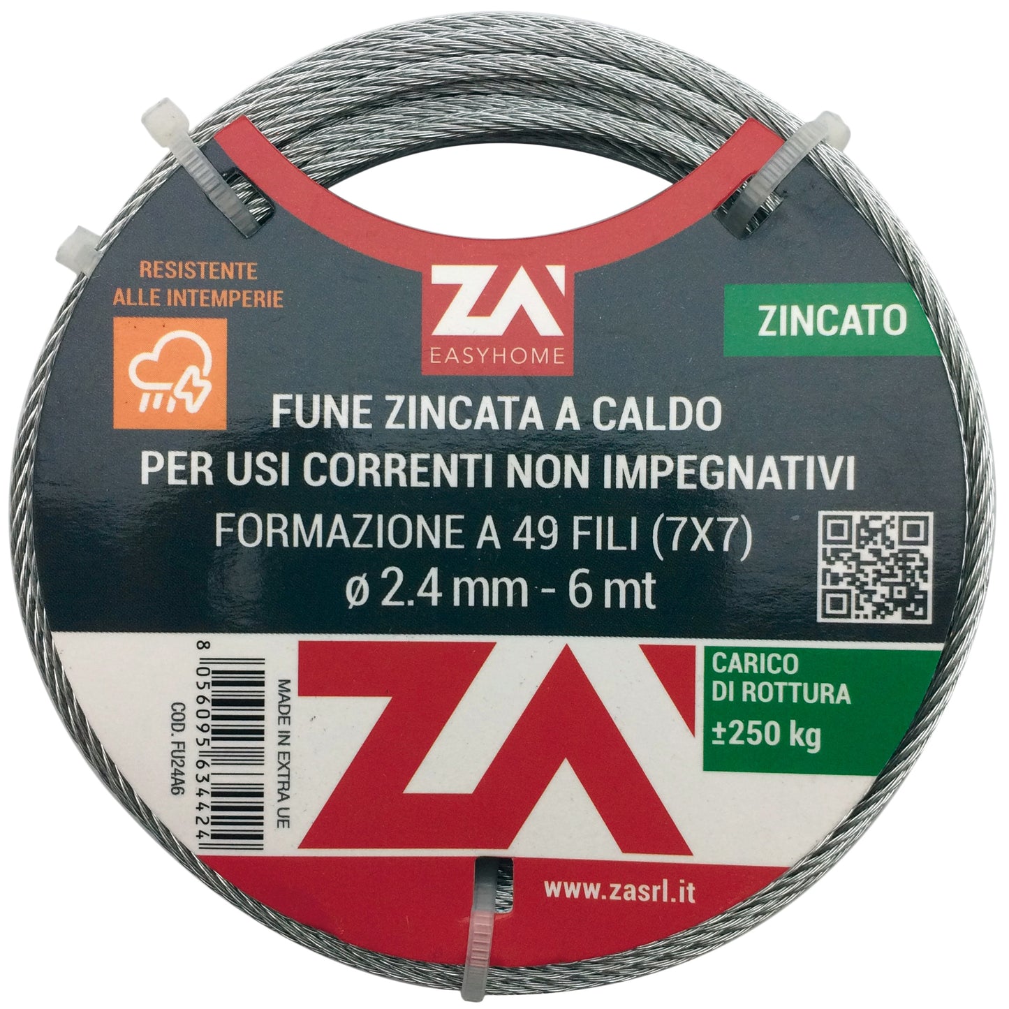 CAVETTO ACCIAIO ZINCATO 7F D. 0,9 MT 25