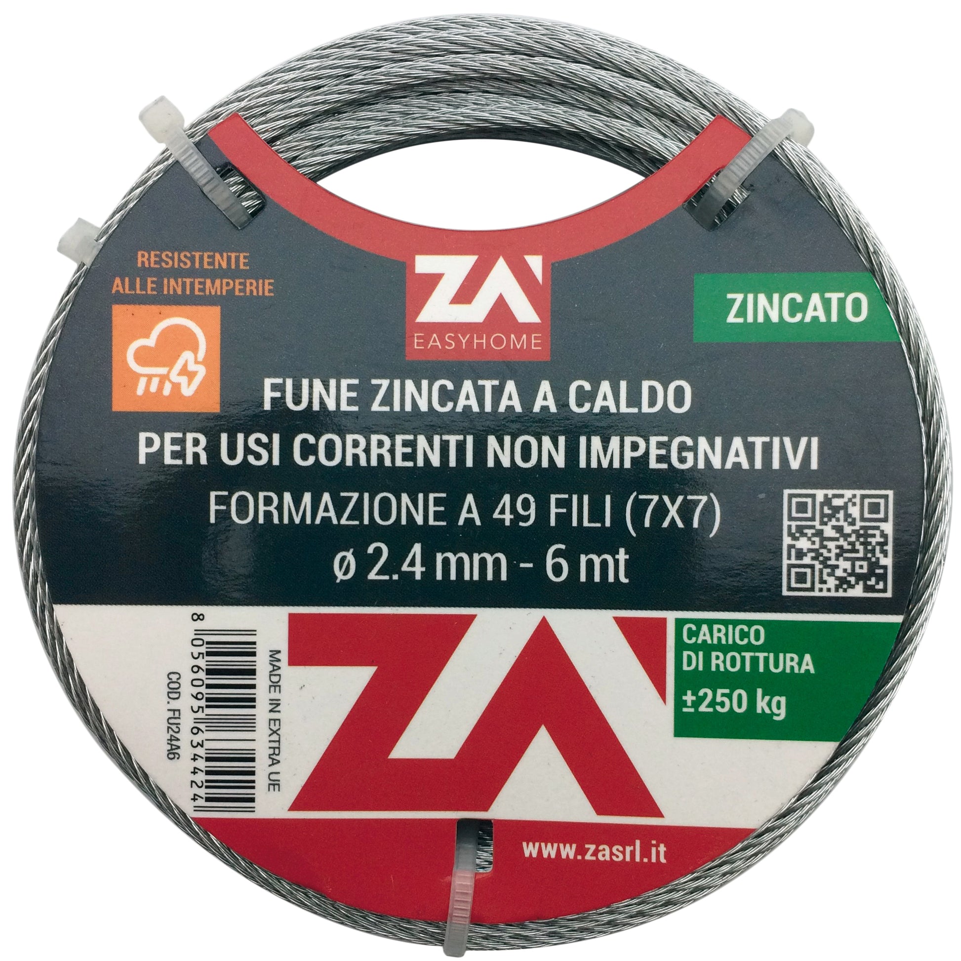 CAVETTO ACCIAIO ZINCATO 42F D. 1,5 MT 25