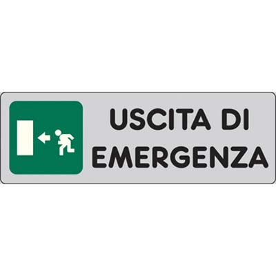 TARGA SEGNALETICA ADESIVA USCITA EMERGENZA SX