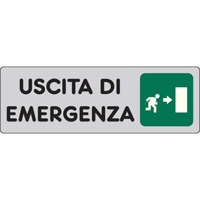 TARGA SEGNALETICA ADESIVA USCITA EMERGENZA DX