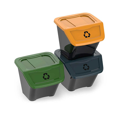 SET 3 PZ PATTUMIERA ECOBIN PER RACCOLTA DIFFERENZIATA                 