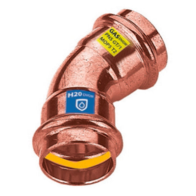 CURVA IN RAME A PRESSARE  45° FF ACQUA/GAS                            