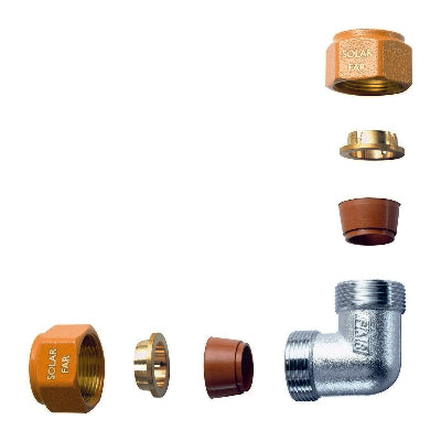 GOMITO DOPPIO COMPLETO DI KIT DI TENUTA PER IMPIANTI SOLARI           