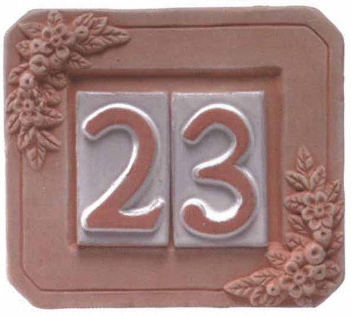 PORTANUMERO IN TERRACOTTA 2 POSTI CM. 18X16