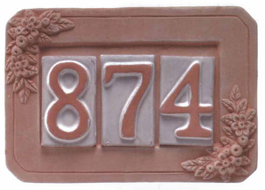 PORTANUMERO IN TERRACOTTA 3 POSTI CM. 24X16