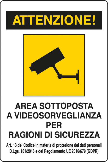 TARGA AREA SOTTO VIDEOSORVEGL. 300X200 ALL.