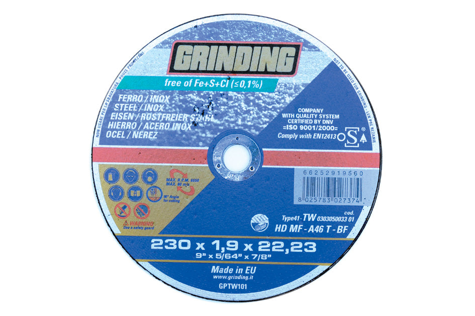 GRINDING DISCO PIANO PER FERRO D.230X1,9
