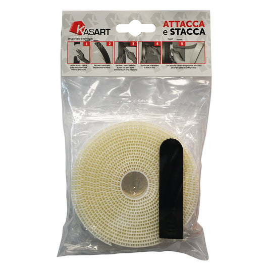 NASTRO ATTACCA STACCA PER ZANZARIERE mm 10 x 6,6 mt - col. bianco