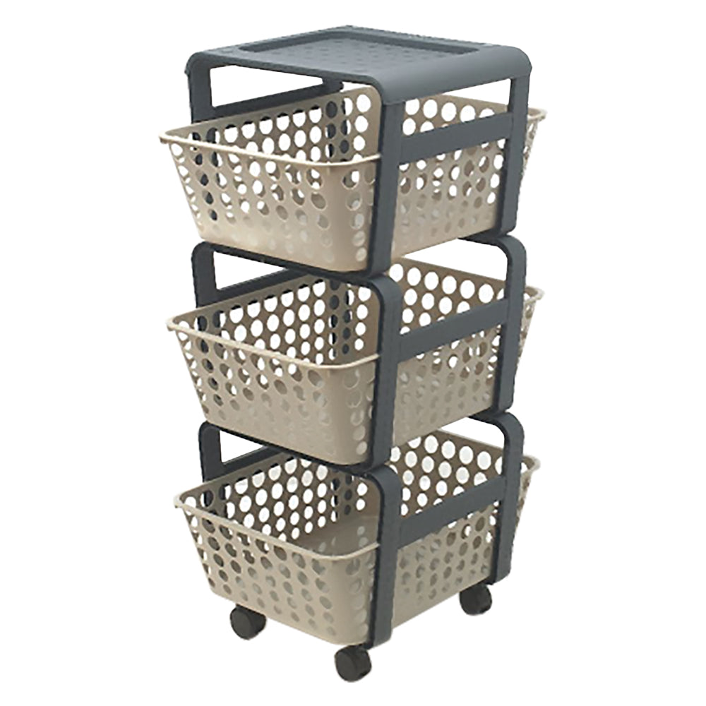 CARRELLO DA CUCINA CON CESTELLI 'MODULA' col. tortora - cm 41,5 x 29 x h.75