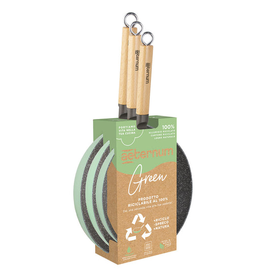 PADELLE 'GREEN TRIS' SET 3 PEZZI Ã˜ cm. 20 / 24 / 28