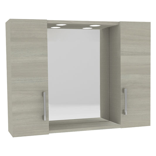 SPECCHIERA DA BAGNO PENSILE DOPPIO 'DIA' cm 77 x 16 x h.57 - rovere grigio