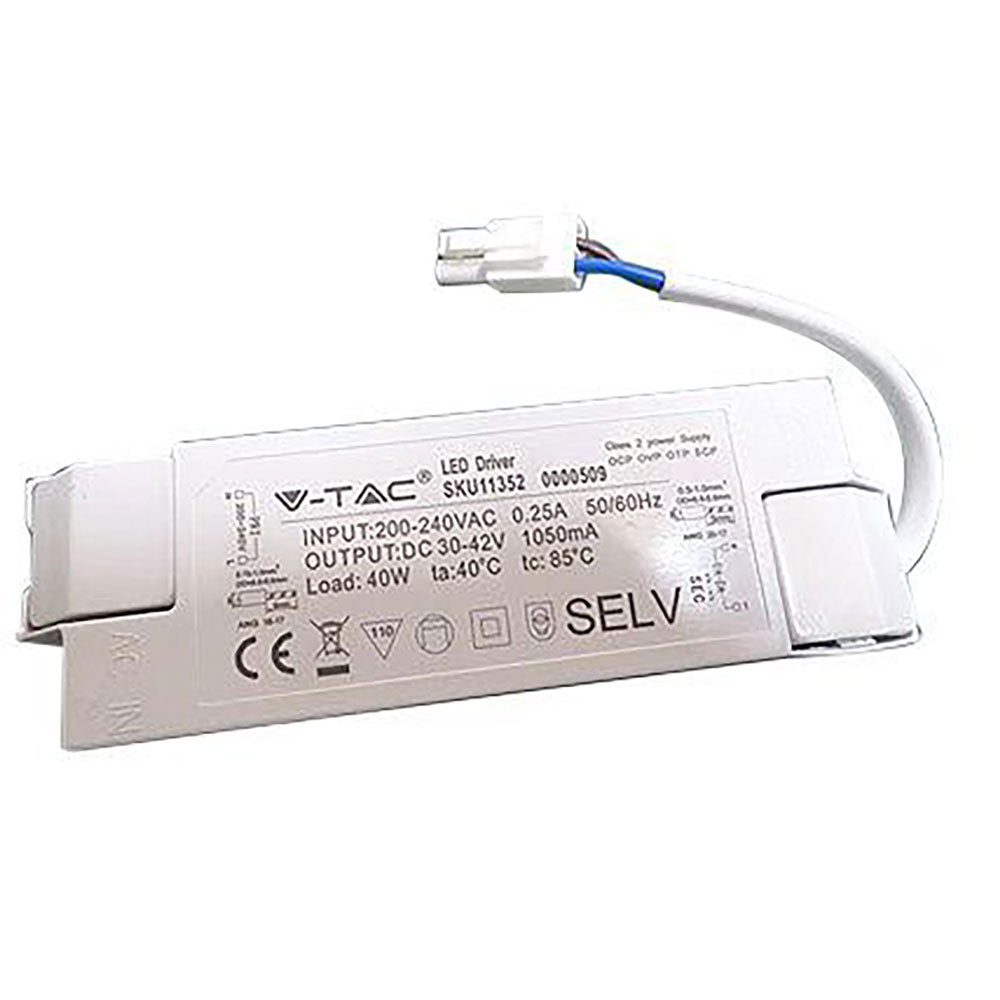 ALIMENTATORE PER PANNELLI LED 40W - AC:200-240V - 1050 mA (IP20)