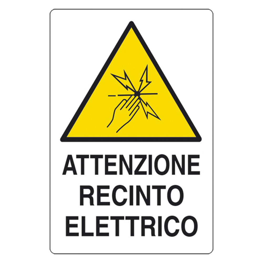 CARTELLO 'ATTENZIONE RECINTO ELETTRICO' cm 20 x 30