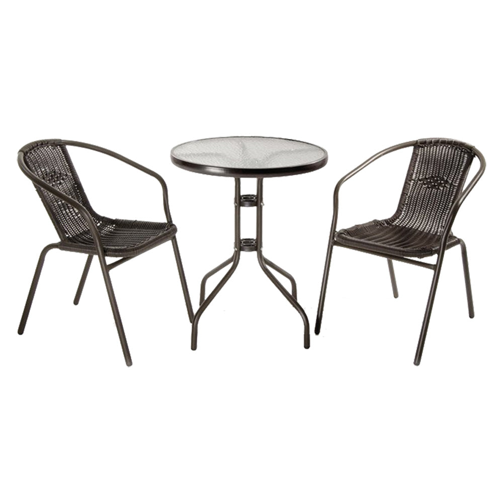 SET GIARDINO IN POLYRATTAN 'ACHILLE' colore marrone/antracite