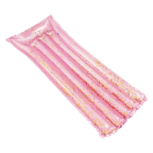 MATERASSINO GONFIABILE GLITTERATO 'PINK' cm 170 x 53 x 15