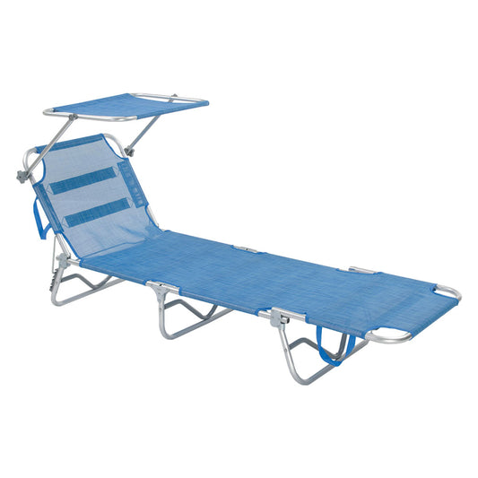 LETTINO SPIAGGIA CON PARASOLE 'SPERLONGA' cm 188 x 58 x h 27 - telo blu